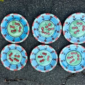Emerald Cherry Vintage Style 6pc Plates